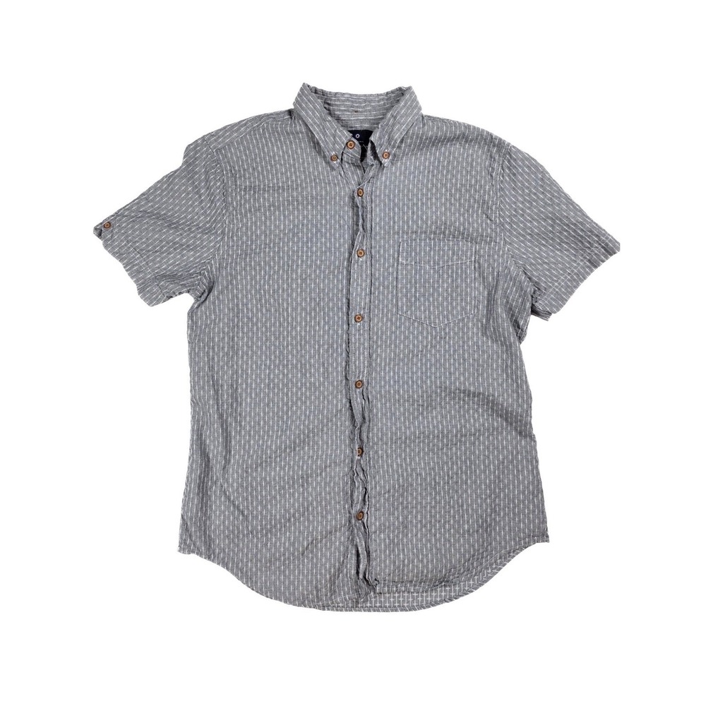 Ben Sherman Blue White Stitch Wooden Button Down S/ Sleeve Shirt Men's Size L